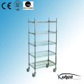 Stainless Steel Hospital Medical Mesh Shelves Trolley (R-3)